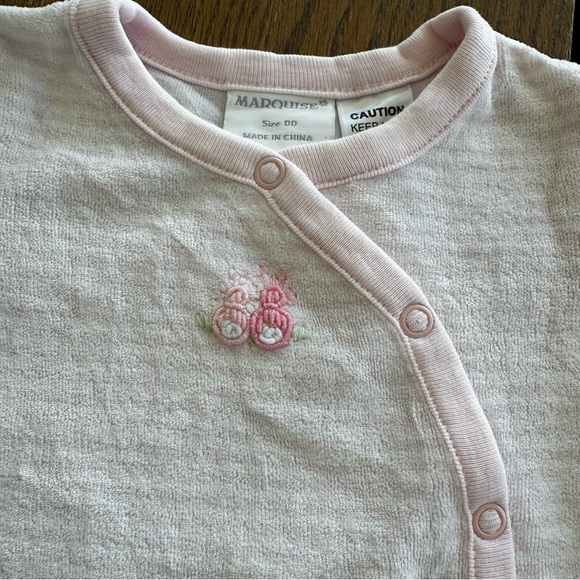 Marquise Bundle Blue Floral Warm Pink White Stripe Footies Girls Summer Outfit - Picture 9 of 12